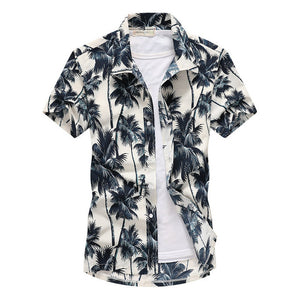 Men Hawaiian Shirt Male Casual Printed Beach Shirts Short Sleeve