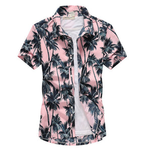 Men Hawaiian Shirt Male Casual Printed Beach Shirts Short Sleeve