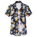 Men Hawaiian Shirt Male Casual Printed Beach Shirts Short Sleeve