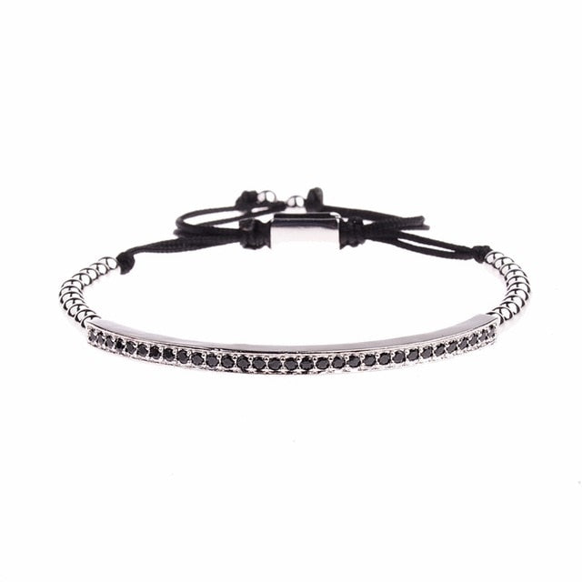 Classic Luxury Black Zircon 4MM Copper Beads Bracelet Unisex