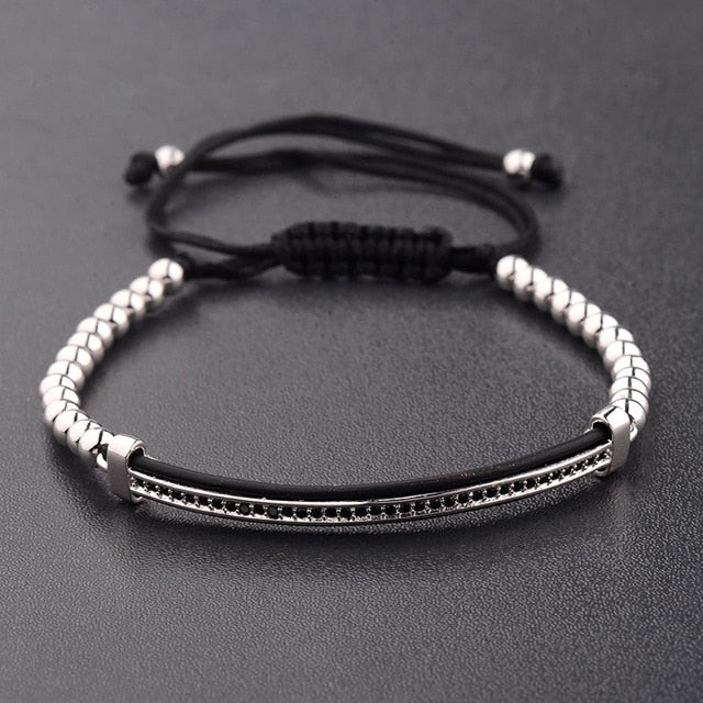 Classic Luxury Black Zircon 4MM Copper Beads Bracelet Unisex