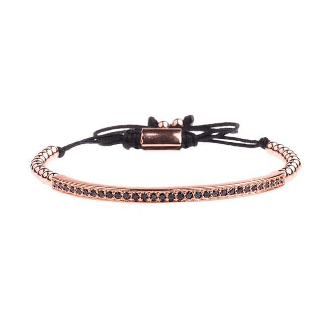 Classic Luxury Black Zircon 4MM Copper Beads Bracelet Unisex