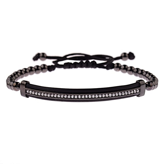 Classic Luxury Black Zircon 4MM Copper Beads Bracelet Unisex