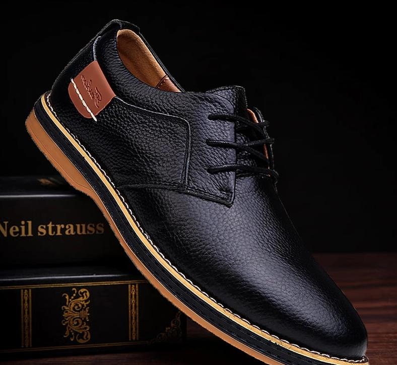 Genuine Leather NobeDress Shoes Brogue Lace Up Flats For Men