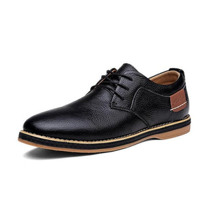 Men Oxford Genuine Leather Dress Shoes Brogue Lace Up Flats