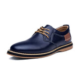 Men Oxford Genuine Leather Dress Shoes Brogue Lace Up Flats