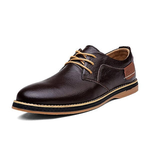 Men Oxford Genuine Leather Dress Shoes Brogue Lace Up Flats