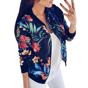 Women Short Spring Jacket O-Neck Long Sleeve Slim with Thin Zipper