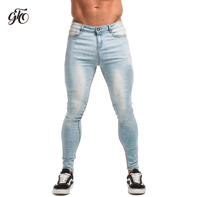 Mens Skinny Jeans Latest Model Super Non Ripped Stretch Denim Pants Elastic Waist Big Size