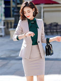 Women Suit Office Slim Fashion Long Sleeve Single Button Blazer And Trouser Set